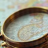 Magnifying glass over a map